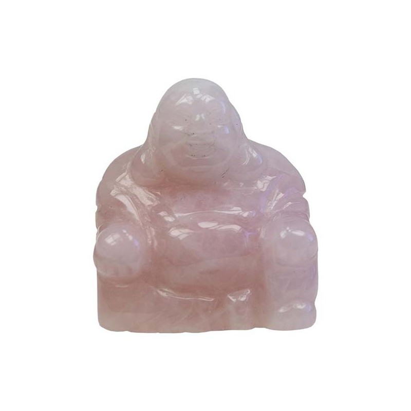 Bouddha Rieur Assis 4 cm - Quartz rose