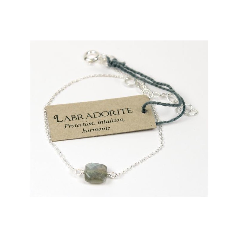 Bracelet coussin de Labradorite 7 mm - Argent 925