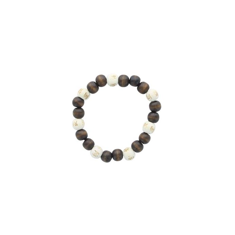 Bracelet Lucky Karma Bois clair et marron Perles rondes 10 mm