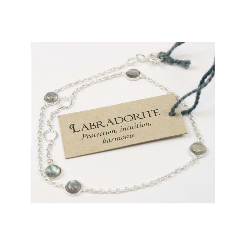 Bracelet pierres Labradorite 4 mm - Argent 925