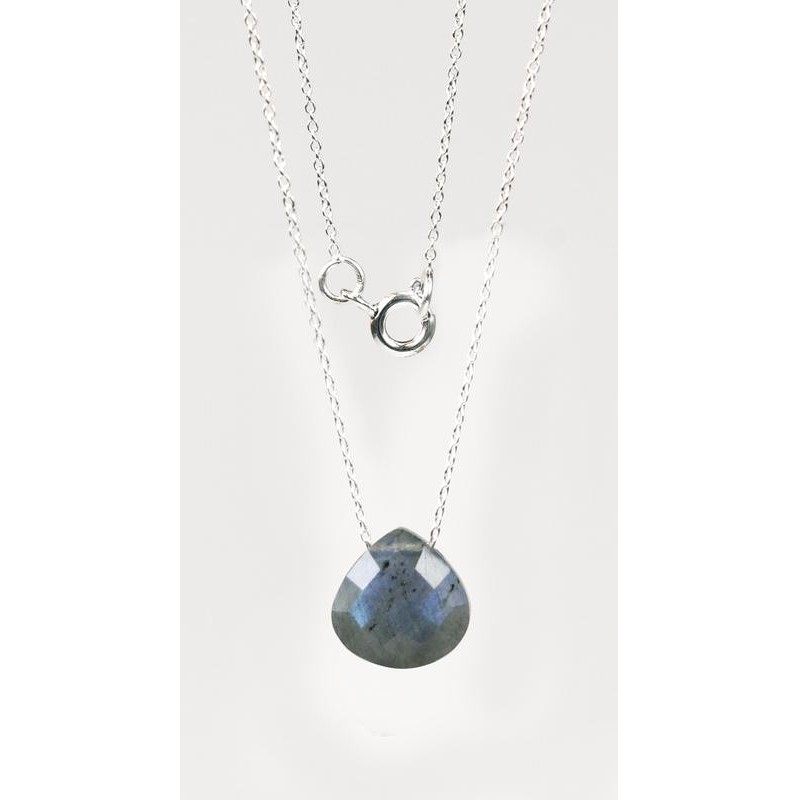 Collier Briolette facettée Labradorite 13 mm - Argent 925