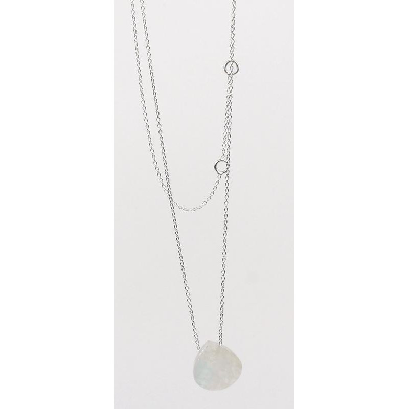 Collier Briolette facettée Pierre de Lune 13 mm - Argent 925