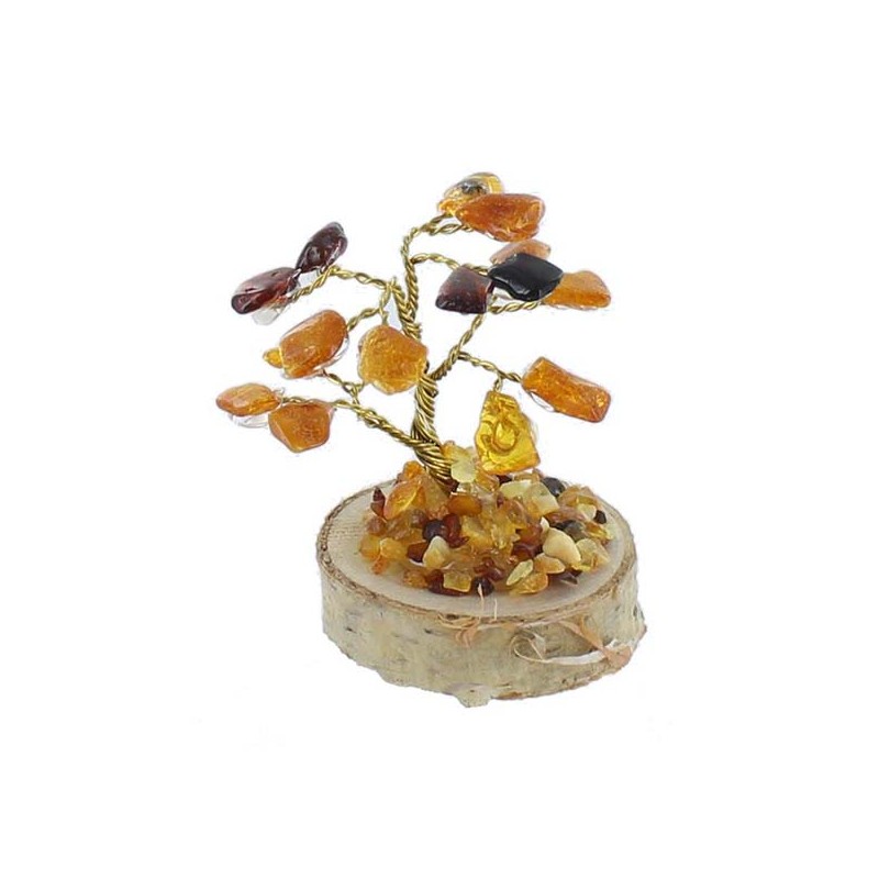 Arbre du Bonheur Ambre mixte 5 cm 16 pierres