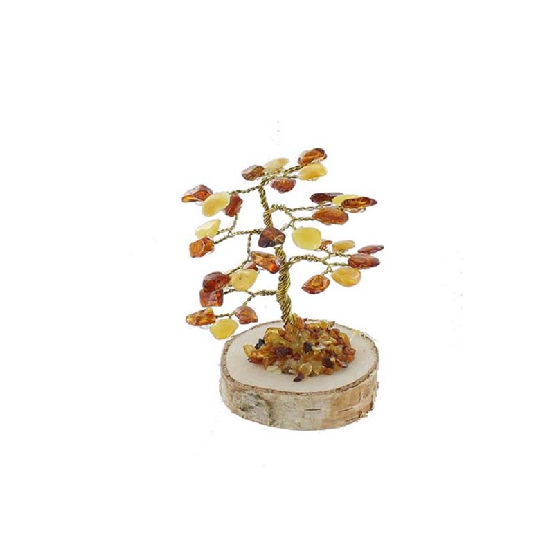 Arbre du Bonheur Ambre mixte 8 cm 32 pierres