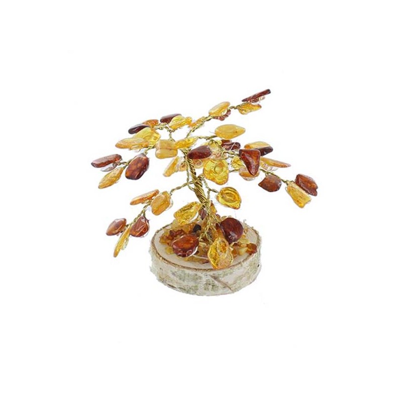 Arbre du Bonheur Ambre mixte 8 cm 45 pierres