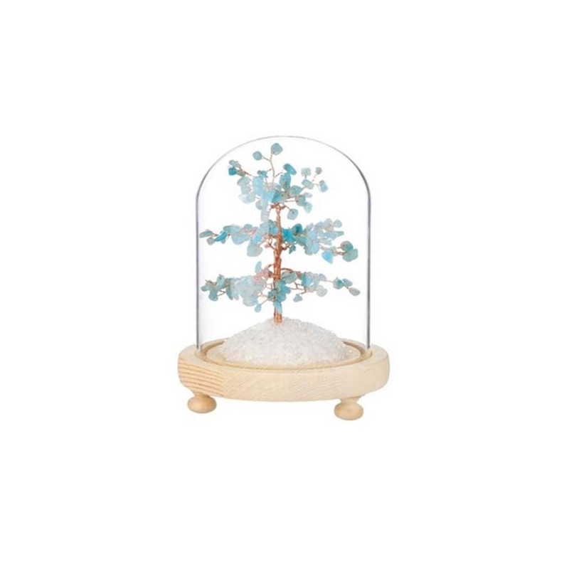 Arbre du Bonheur sous cloche Amazonite